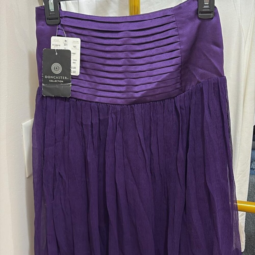 Doncastero Women Skirt 6 Purple Silk Empire Waist Fairy Mini Lined Flowy - Picture 5 of 6